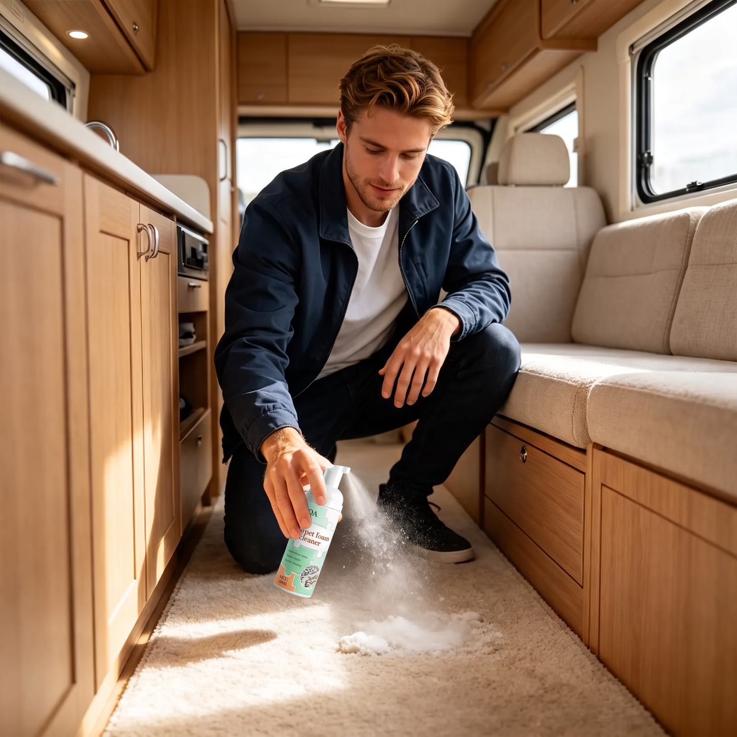 AQA Quick‑Dry Foam Cleaner, Lifts Embedded Stains with Bonus Cleaning Towel for Home Fabrics