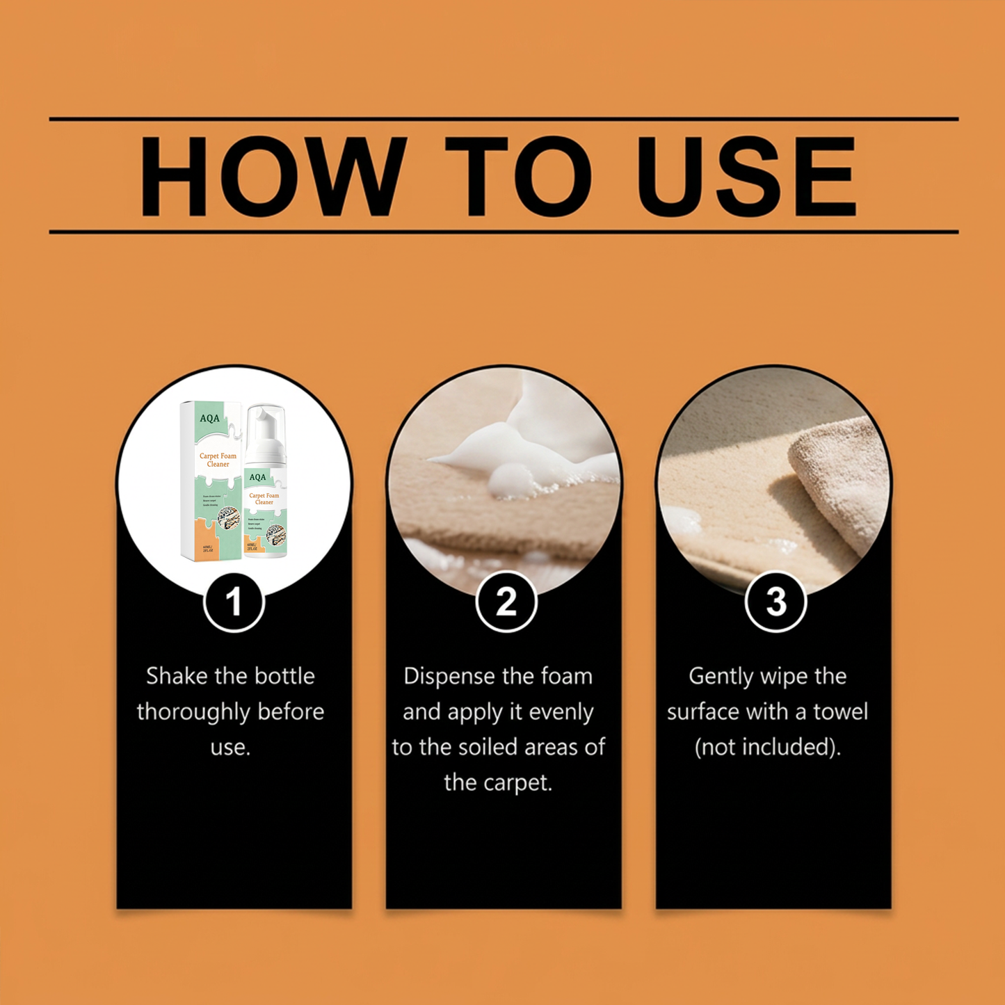 AQA Quick‑Dry Foam Cleaner, Lifts Embedded Stains with Bonus Cleaning Towel for Home Fabrics