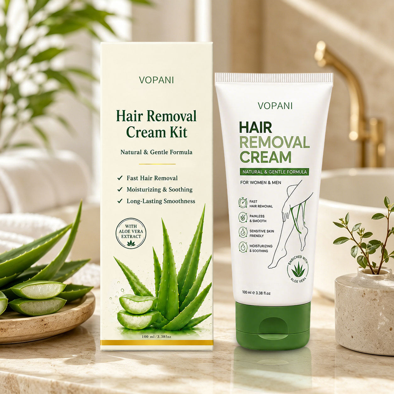 Natural Gentle Hair Removal Cream | For Women & Men, Sensitive Skin