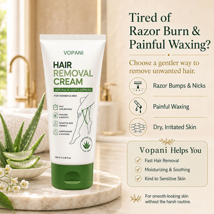 Natural Gentle Hair Removal Cream | For Women & Men, Sensitive Skin