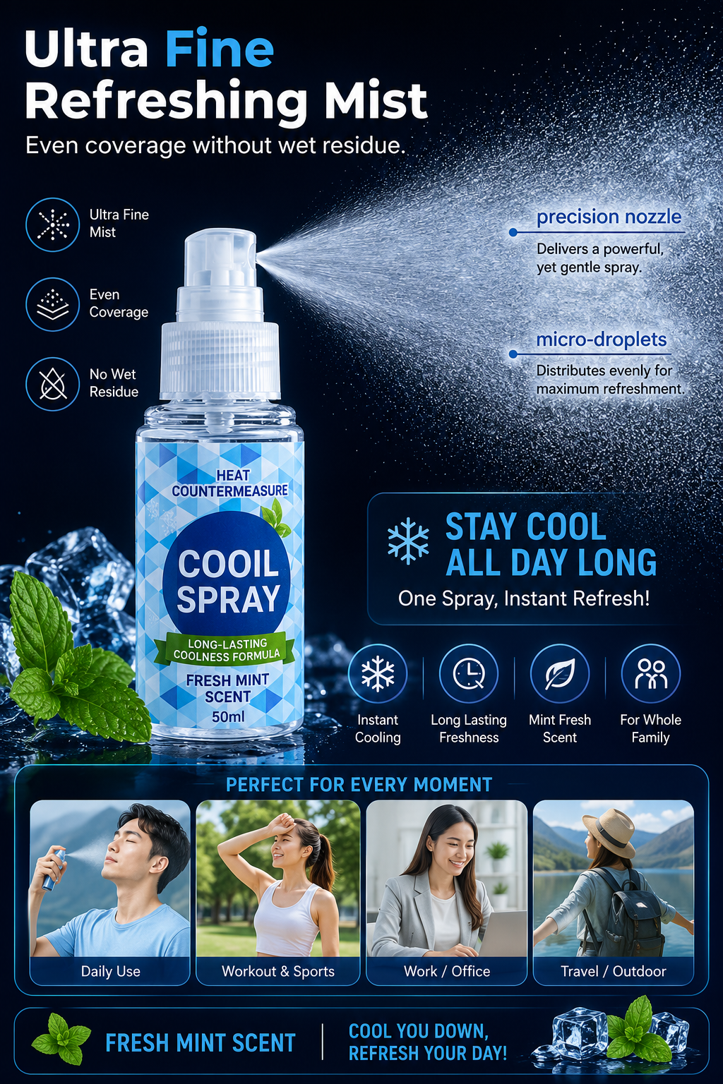 🔥Summer Heat Torture? One Spray Instantly Cool Your Clothes❄️, No Sticky Sweaty Discomfort!