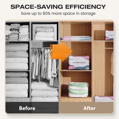 No‑Pump Vacuum Storage Bags – Press & seal, no pump needed. Saves 80% space, keeps clothes dry & dust‑free. Perfect for bulky bedding & off‑season gear. 🛏️🗄️